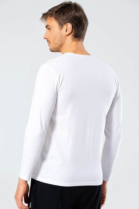 Pamuklu Uzun Kollu Erkek T-Shirt Cacharel 1333 - Beyaz
