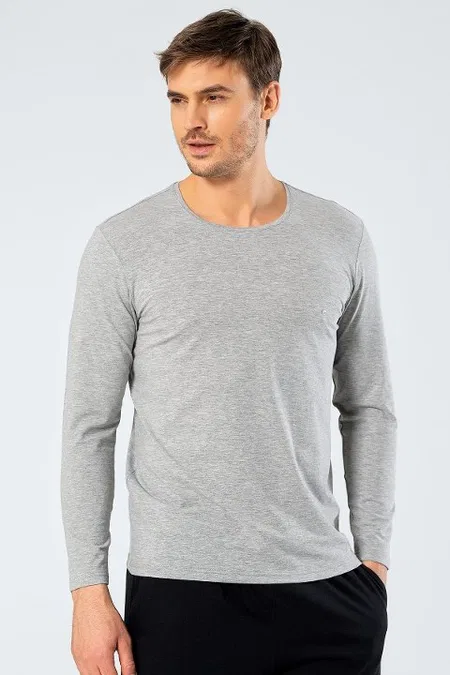 Pamuklu Uzun Kollu T-Shirt Cacharel 1333 - Gri