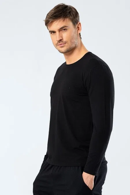 Pamuklu Uzun Kollu T-Shirt Cacharel 1333 - Siyah
