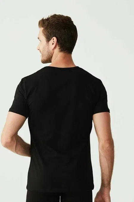 Pamuklu Esnek V Yaka Kısa Kollu Atlet Us. POLO Assn. 80199 - Siyah
