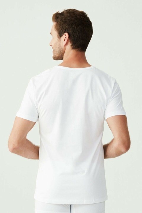 Pamuklu Esnek V Yaka Kısa Kollu Atlet Us. POLO Assn. 80199 - Beyaz