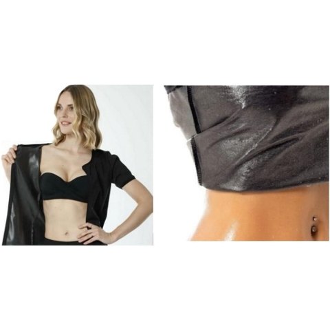 Nem Yönetimi ve Dört Yönlü Esneklik ile Fermuarlı Sauna Takım Form Angel 111 - Siyah