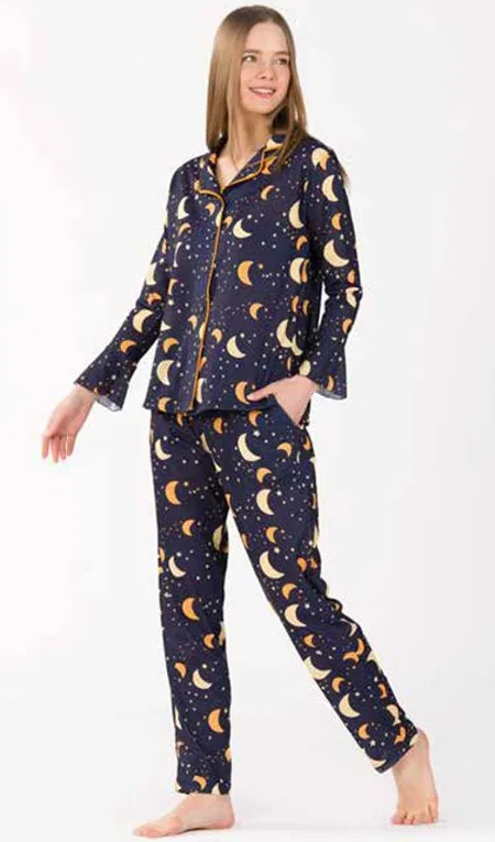 Yeni İnci Desenli Uzun Kollu Pijama Takımı Yeni İnci 1744
