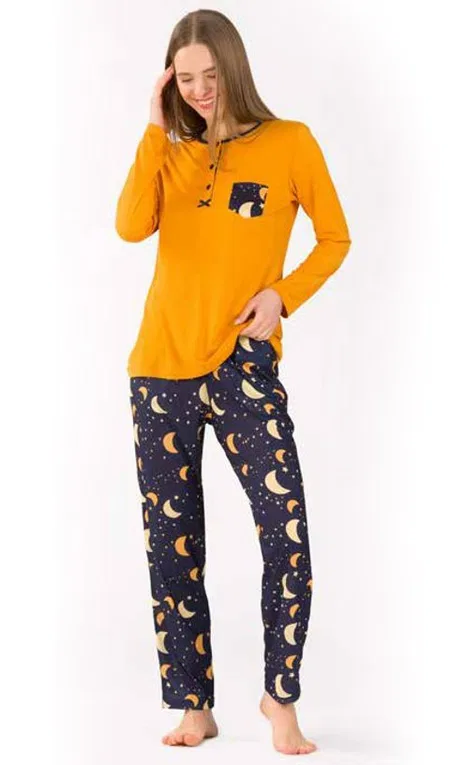 Yeni İnci Desenli Uzun Kollu Pijama Takımı Yeni İnci 1741