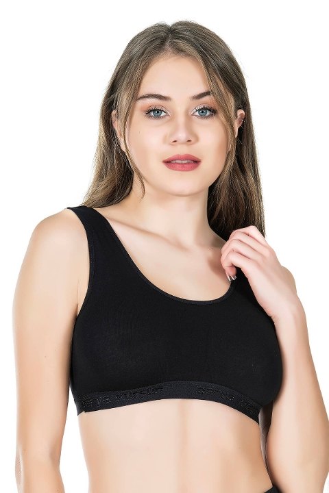 Hafif Kompresyon Geniş Askılı Sporcu Sütyen Derya Kurşun 524 - Siyah