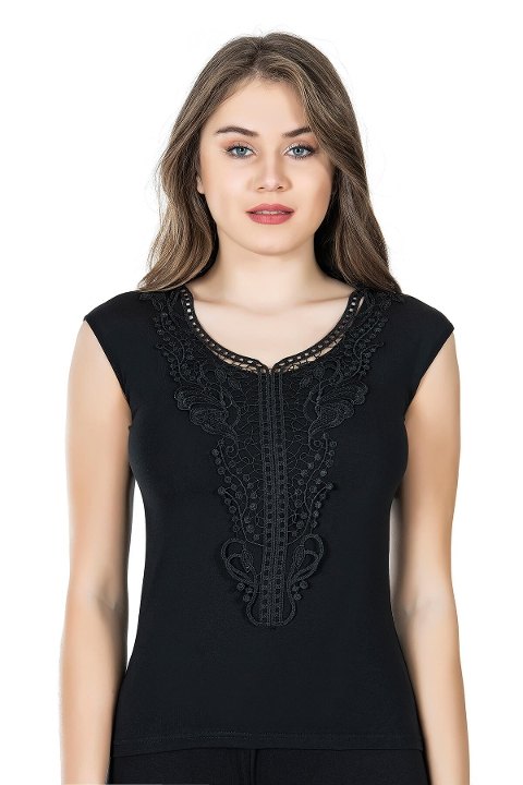 Geniş Askılı Güpürlü Kadın Body Derya Kurşun 154