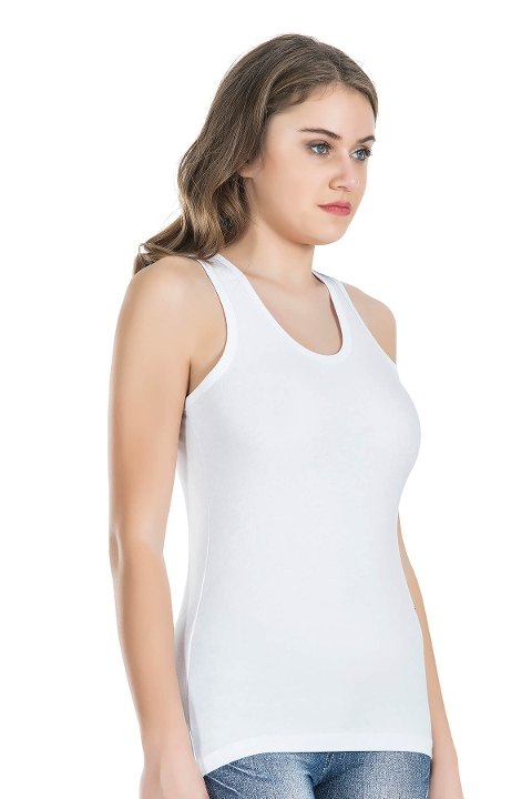 Geniş Askılı Pamuklu Kadın Atlet Derya Kurşun 213 - Beyaz