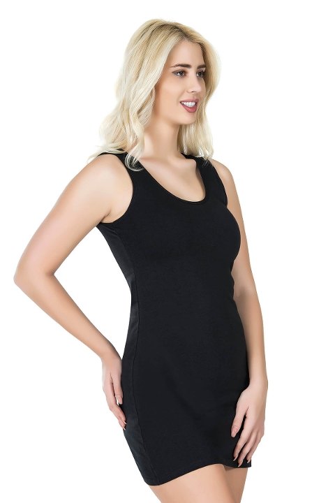 Tam Boy Geniş Askılı Kombinezon Derya Kurşun 963 - Siyah