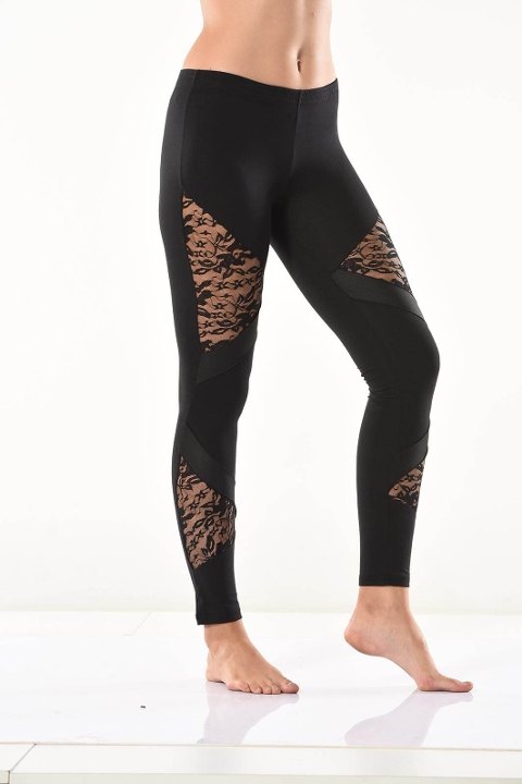 Yüksek Bel Güpür Dantel Detaylı Kadın Tayt Derya 0583