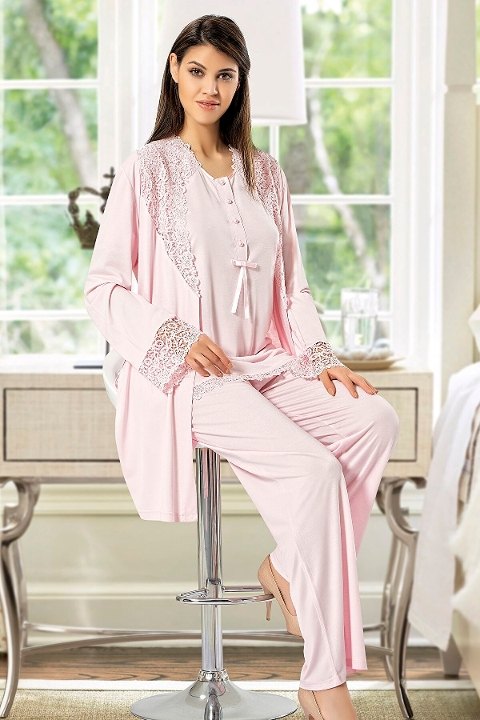 Yumuşak Dokulu Emzirme Açıklığına Sahip Hamile Pijama Takımı XSES 4200