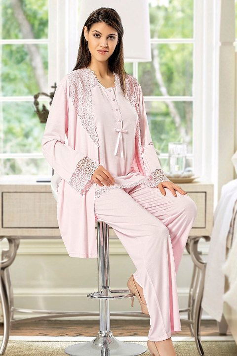 Yumuşak Dokulu Emzirme Açıklığına Sahip Hamile Pijama Takımı XSES 4200