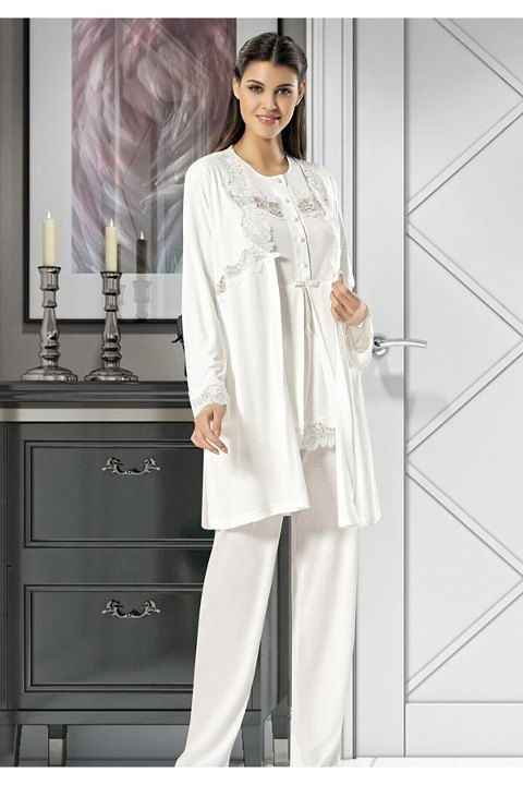 Esnek Bel Bandı Emzirme Açıklıklı Hamile Pijama Takımı XSES 4400