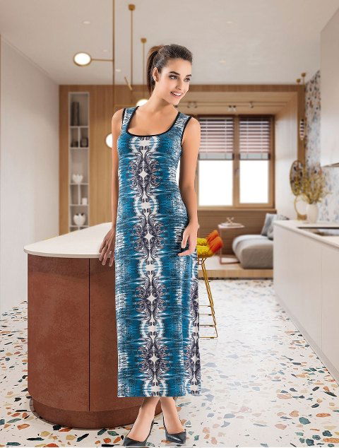 Havuz Yaka Uzun Kadın Elbise Mor Derya 957 - 2