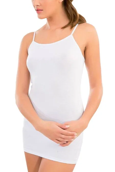 Dikişsiz Tam Boy İnce Askılı Modal Kombinezon İMER 1251 - Beyaz
