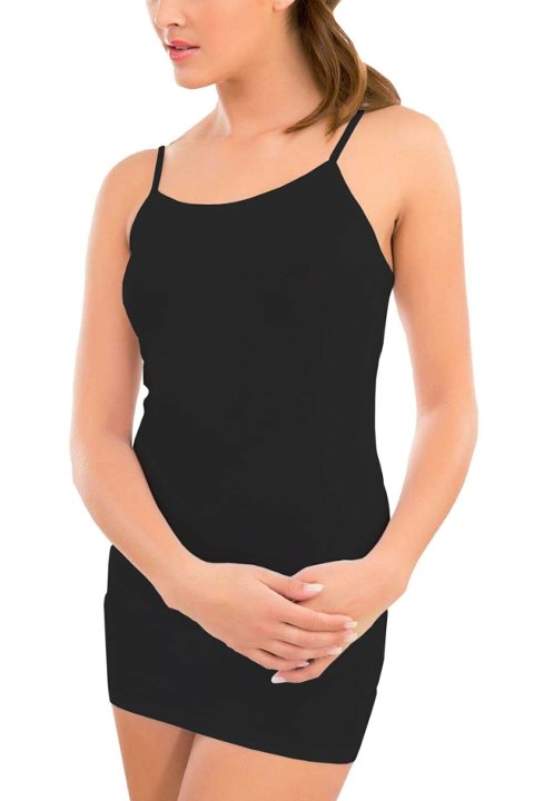 Dikişsiz Tam Boy İnce Askılı Modal Kombinezon İMER 1251 - Siyah