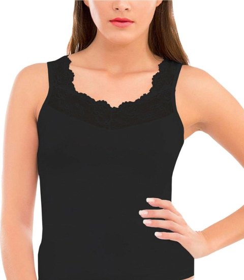 Modal Pamuklu Dantelli Atlet İMER 1260 - Siyah