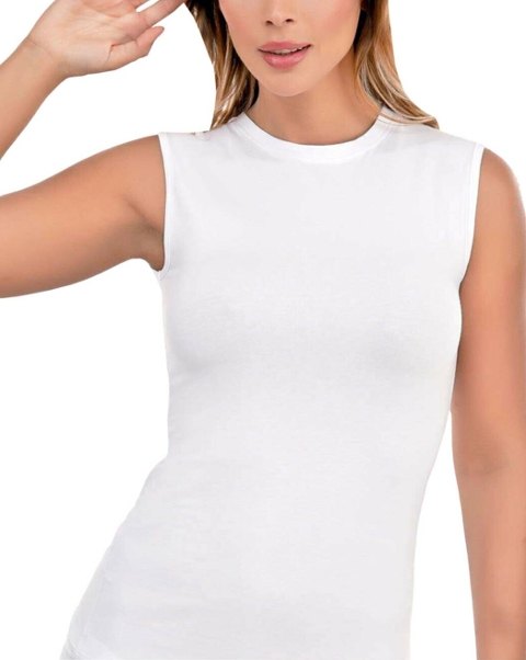 Sıfır Kol Yuvarlak Yaka Esnek Modal Body İMER 1263 - Beyaz