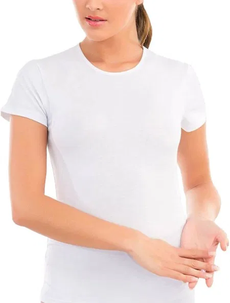 Kısa Kol Yuvarlak Yaka Esnek Modal Body İMER 1264 - Beyaz
