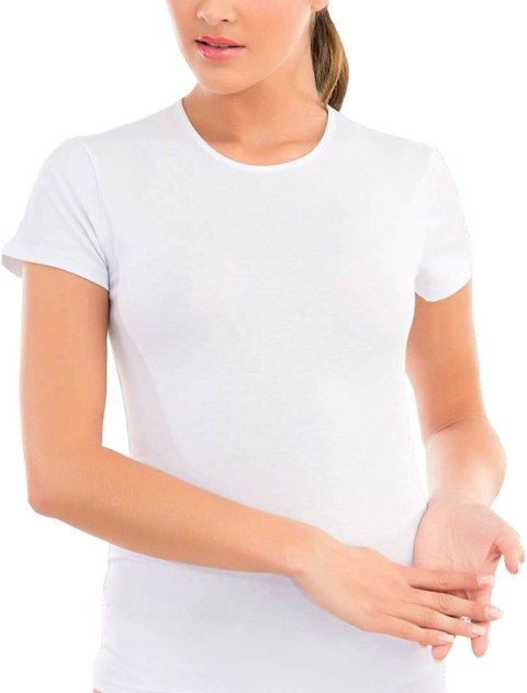 Kısa Kol Yuvarlak Yaka Esnek Modal Body İMER 1264 - Beyaz