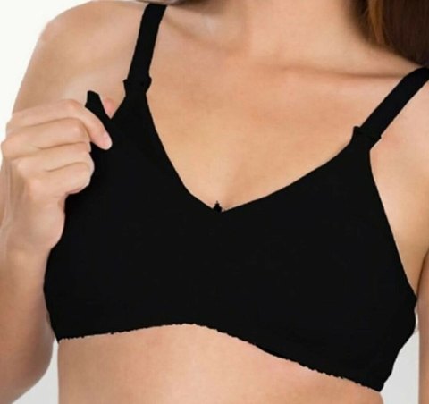 Pamuklu Astarlı Tek Elle Açılan Emzirme Sütyeni İMER 2236 - Siyah