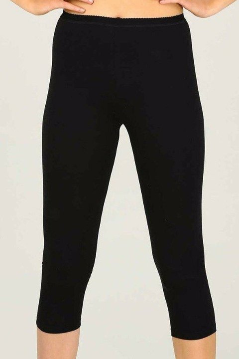 Yüksek Bel Esnek Kapri Tayt İMER 4338 - Siyah