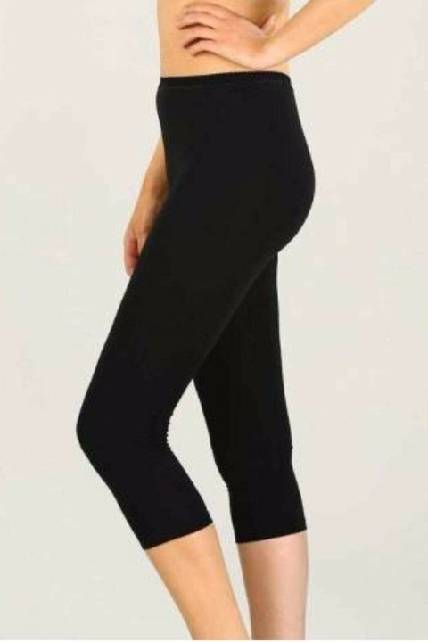 Yüksek Bel Esnek Kapri Tayt İMER 4338 - Siyah