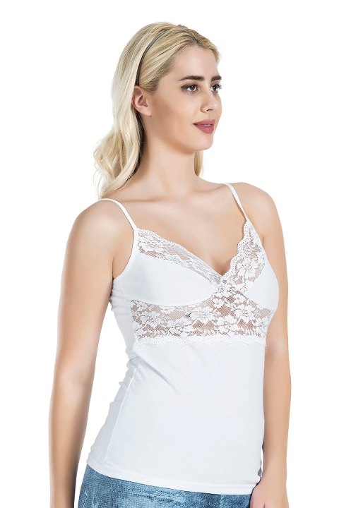 Nefes Alan Pamuklu İnce Askılı Kadın Atlet Derya 258 - Beyaz