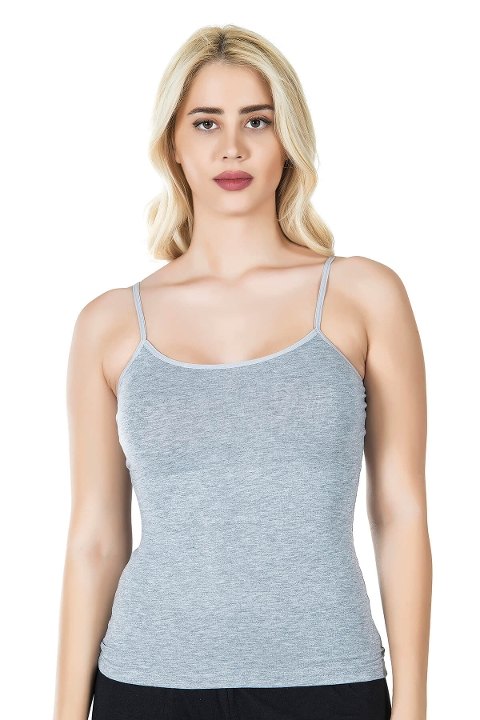 Pamuklu Nefes Alan İp Askılı Kadın Atlet Derya Kurşun 210 - Gri