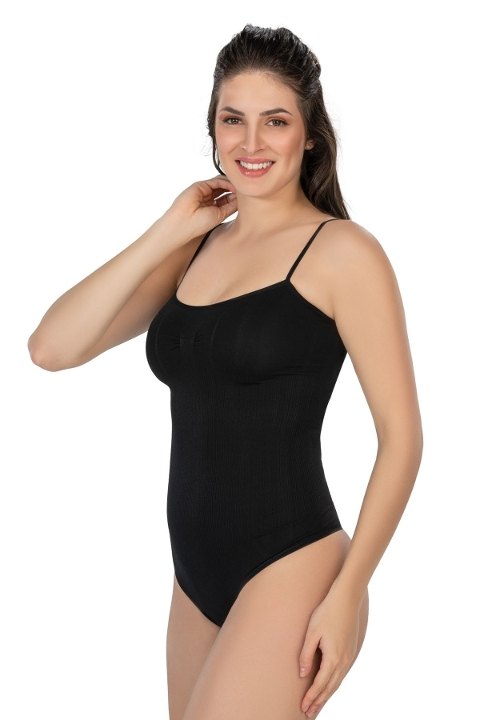 İp Askıllı Esnek Ripli String Body Emay 1927 - Siyah