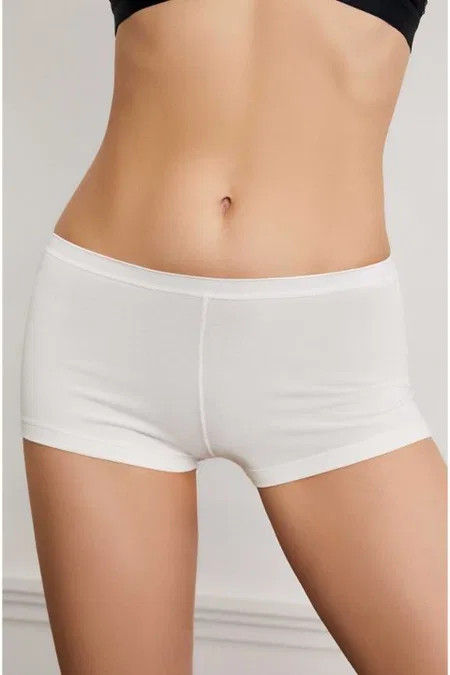 Yüksek Bel Uzun Paça Kadın Boxer Külot Eros 740 - Beyaz