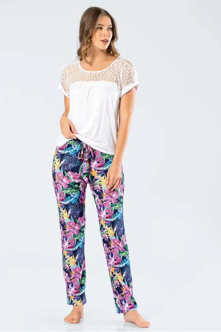 Pamuklu Desenli Kadın Pijama Takımı Türen 3302 - Görsel