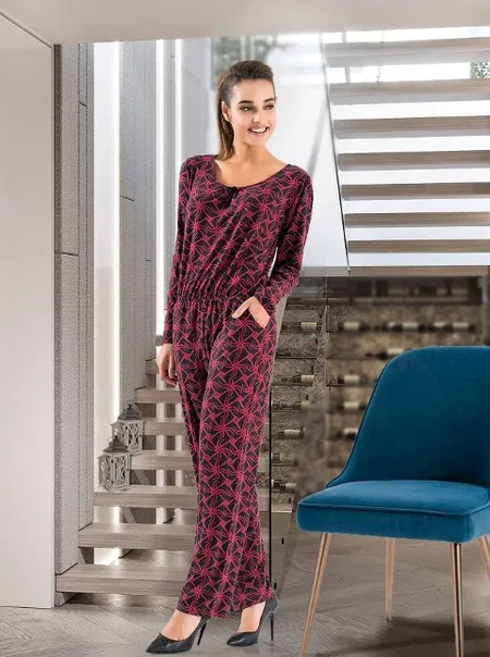 Kadın Tulum Kurşun Yumuşak Pamuklu Derya 1126 - Bordo