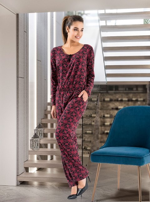 Kadın Tulum Kurşun Yumuşak Pamuklu Derya 1126 - Bordo