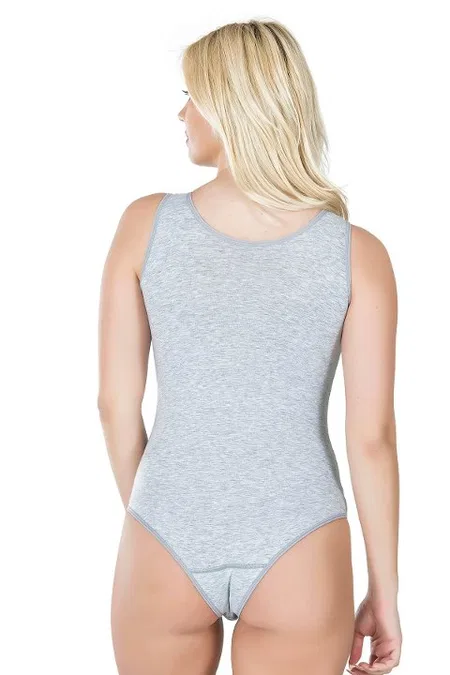 Kalın Askılı Çıtçıtlı Kadın Body Esnek Kesim Derya 315 - Gri