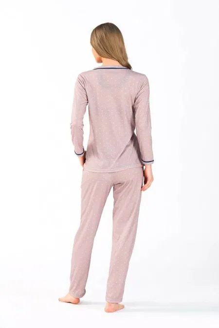 Yeni İnci Kalp Desen Viskon Kumaş Pijama Takımı Yeni İnci 1734 - Görsel 5
