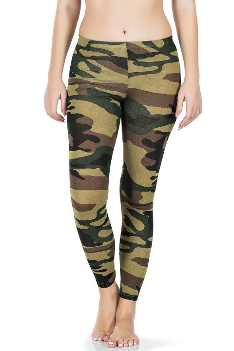Kamuflaj Desenli Yüksek Bel Uzun Tayt Derya Kurşun 443