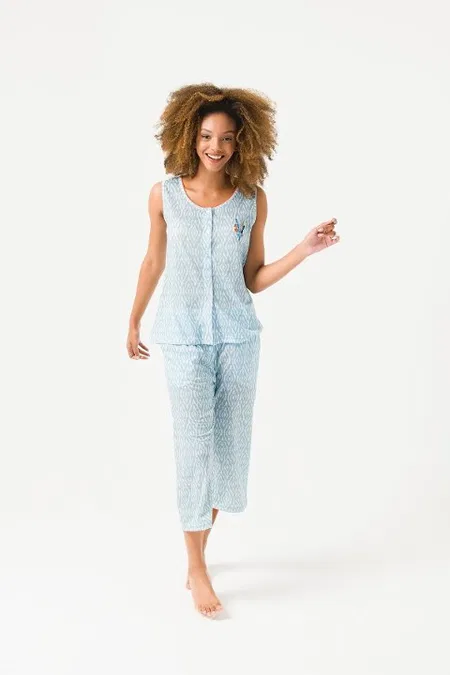 Yeni İnci Kapri Kısa Kollu Viskon Pijama Takımı Yeni İnci 1703