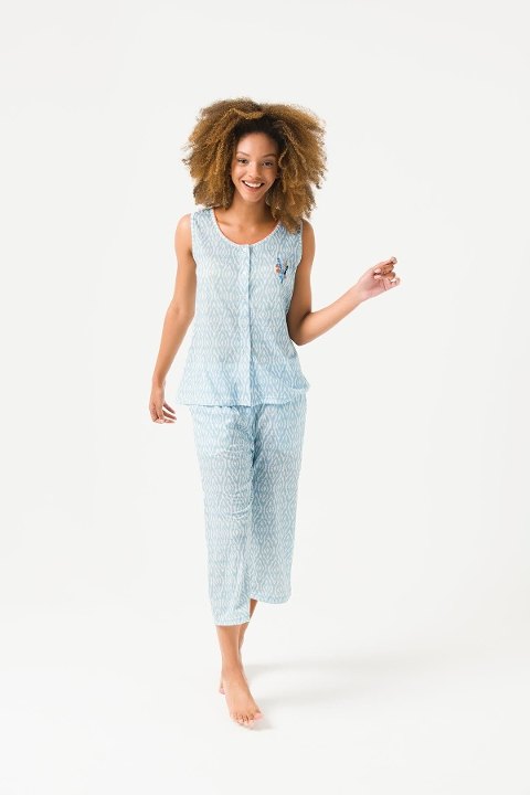 Yeni İnci Kapri Kısa Kollu Viskon Pijama Takımı Yeni İnci 1703