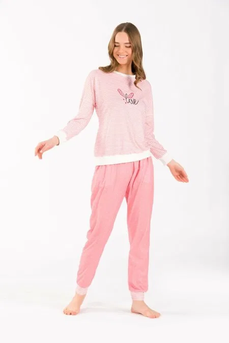 Yeni İnci Viskon Kol Ve Paça Lastikli Uzun Kol Kadın Pijama Takımı Yeni İnci 1731 - Görsel 3