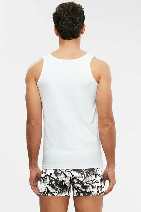 Kom Erkek 2'li Atlet - Henry Askılı 2 li Basic Erkek Atlet - Beyaz