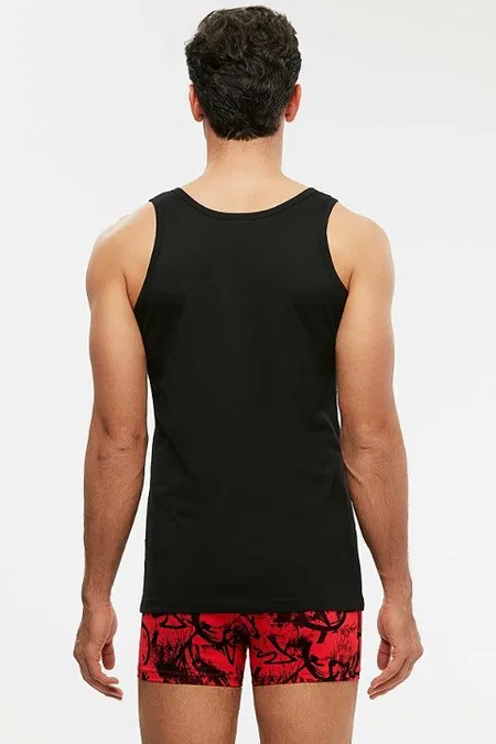 Kom Erkek 2'li Atlet - Henry Askılı 2 li Basic Erkek Atlet - Siyah