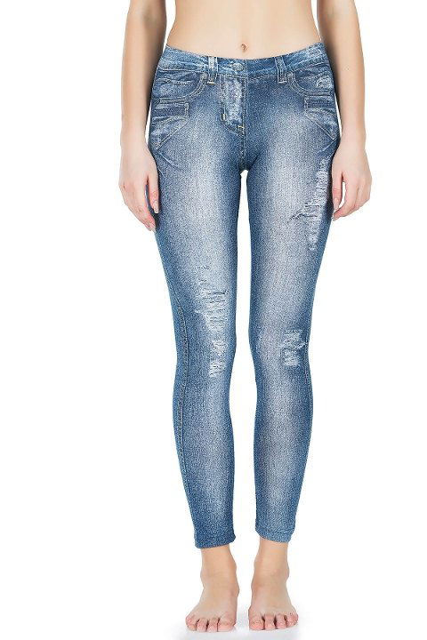 Yüksek Bel Esnek Kot Görünümlü Kadın Tayt Derya 440