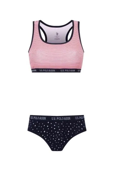 Pamuklu Balensiz Lacivert Büstiyer Slip Takım Us. Polo Assn. 66251 - Lacivert