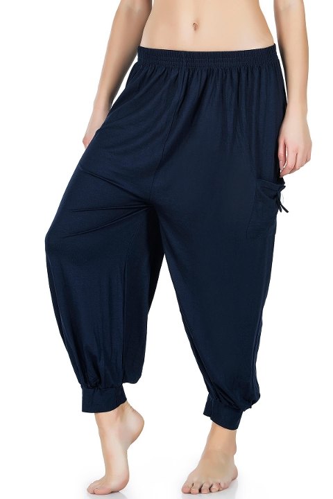 Manşetli Ekru Somon Şalvar Derya 527 - Lacivert