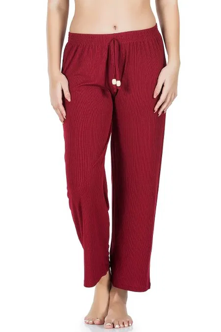 Lastikli Yüksek Bel Pantolon Ekru Derya 020 - Bordo