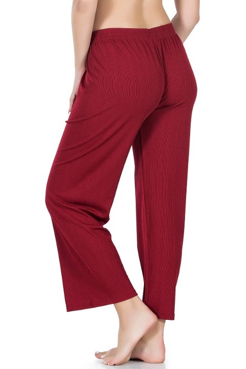 Lastikli Yüksek Bel Pantolon Ekru Derya 020 - Bordo