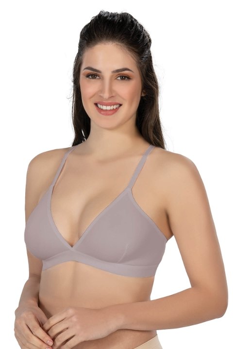 Dantel Detaylı Lazer Kesim Sütyen Emay 2809 - Gri