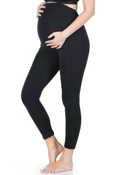 Geniş Karın Paneli Esnek Hamile Tayt Derya 0528 - Siyah