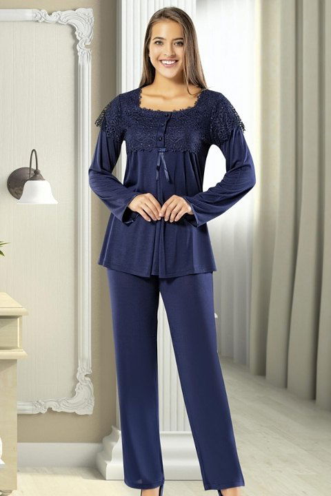 Esnek Bel ve Emzirme Açıklığı Hamile Pijama Takımı XSES 2195 - 2