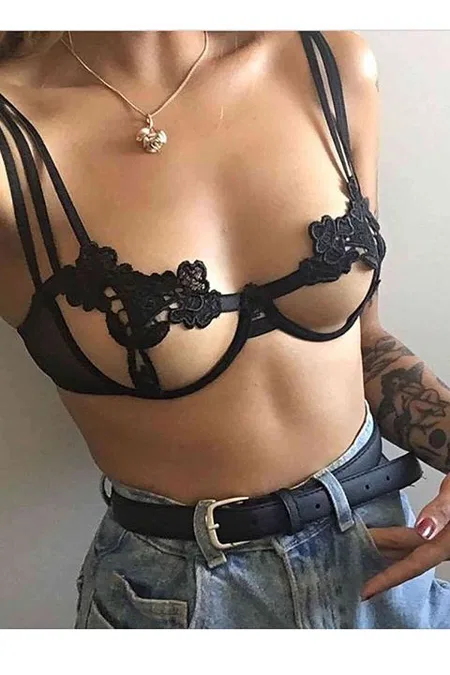 Merry See Sexy Sütyen Külot Takım Fantezi İç giyim Siyah - Siyah